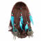 Indischer Kopfschmuck mit 2 Pfauenfedern, 8 Straußenfedern, Hippie-Stirnband, Boho-Kopfbedeckung, Karnevals-Kopfschmuck, Haar-Accessoires für Partygeschenke (himmelblau)