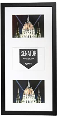 Kenro Senator Black Wood Triple Photo Frame with White Mat for 3 Photos 7x5 inch / 13x18cm - SNF1318B/3