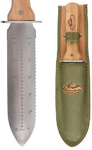 linoows Hori Hori Pflanzmesser, Japanisches Retro Gartenmesser mit Scheide