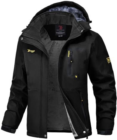 donhobo Womens Waterproof Jacket,Winter Hiking Warm Fleece Coat with Hood | Waterproof,Windproof Warm,Detachable Hood,Zipper Pockets,Ideal for Snow Sports Winter Outdoor Daily commute