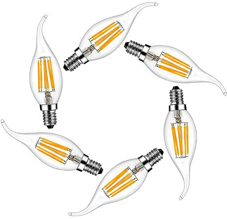 MENTA E14 LED Kerzenform 6W ersetzt 60 Watt Warmweiß 2700K E14 Filament Fadenlampe C35 E14 Kerze LED Lampe 220-240V AC 600lm 360° Abstrahlwinkel Nicht Dimmbar 6er-Pack