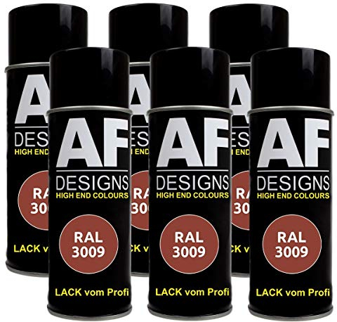 Alex Flittner Designs 6x RAL Lackspray Autolack Buntlack Spraydose RAL3009 OXIDROT matt