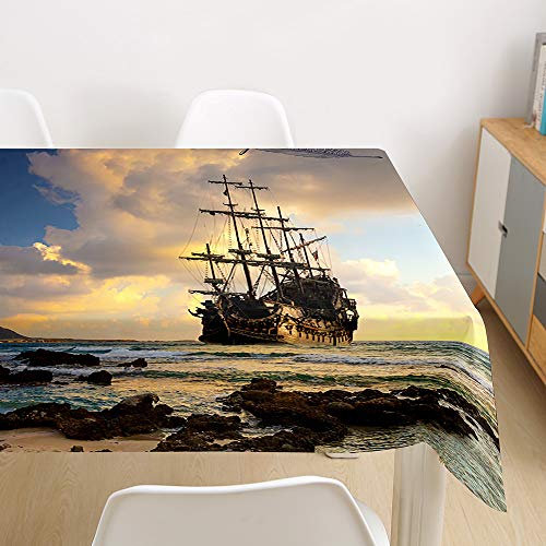 Morbuy Tovaglia Rettangolare di 3D Navigazione Stampa, Tovaglie da Tavolo Impermeabile Antimacchia 100% Poliestere per Cucina Giardino Feste Decorazioni (Shore Reef,60x60cm)