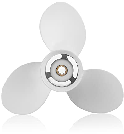 Yctze Außenborder Propeller, Aluminiumlegierung 3-Blatt Propeller mit 8 Zähnen, Hochschub, Passend für Yamaha Außenbordmotor 9.9-15HP, Ersatz-Teilenummer 63V-45947-00-EL und 683-45947-00-EL.