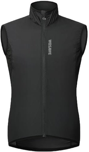 WOSAWE Gilet da ciclismo da uomo Leggero e traspirante all'aperto Corsa senza maniche Giacche per il tempo libero Abbigliamento sportivo(Nero L)