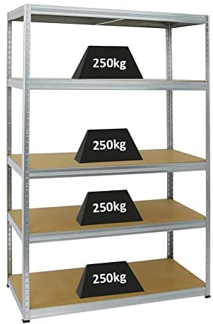 PROREGAL Schwerlastregal Big Elephant Verzinkt 180x120x60cm Fachlast 250kg Kellerregal, Steckregal, Garagenregal, Lagerregal