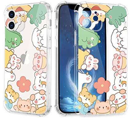 Dinosaur Cat Dog Clear Case for iPhone 11, Soft Cute Aesthetic Animal Designed Shockproof Transparent TPU Bumper Kawaii Funny Pattern Print Protective Phone Case Cover Boys Girls Men Women