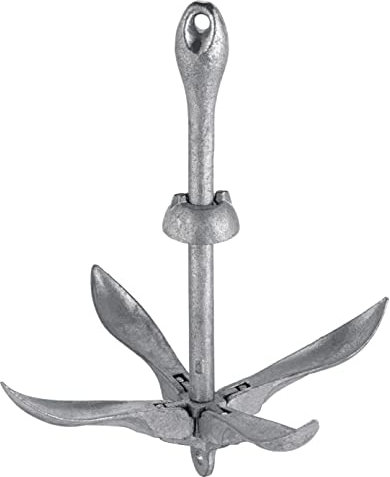 MARINEO Faltklappanker Anker Klappanker Klappdraggen Stahl verzinkt mit Arretierungsscheibe (1,5 kg)