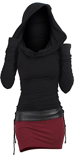 Damen Pulloverkleid Mit Kapuze Herbstkleid Sexy Pullover Kleid Kapuzenpullover Hoodie Farbeblock Slim Casual Langarm Minikleid Enges Strickkleid Herbst Winter Frauen Bodycon Gothic Winterkleid