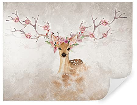 Tapeko Papier Peint Chambre Enfant 260x180 cm 3D Effet Animaux Cerf Ours Girafe Zèbre Forêt Nature pour Garçon Fille Papier Peint intissé plus u04671#02