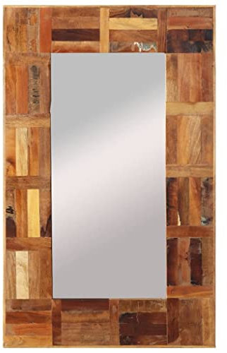 INLIFE Wandspiegel Altholz Massiv 50x80 cm