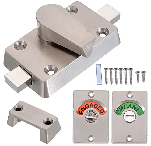 Toilet Door Lock, Cubicle Door Lock with Indicator Latch Indicating Lock for Toilet Cubicles Privacy Bolt Bathroom Public Toilet Lock Latch Vacant Engaged + Screws
