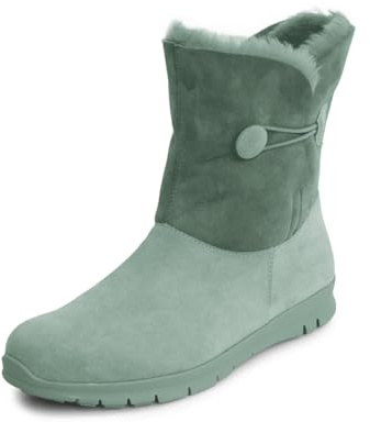 VITAFORM® Lammfellstiefel Veloursleder | Flauschige und wärmende Boots für Damen I Bequem auch für breite Füße I Winterboots in tollen Farben I Mint Gr. 40