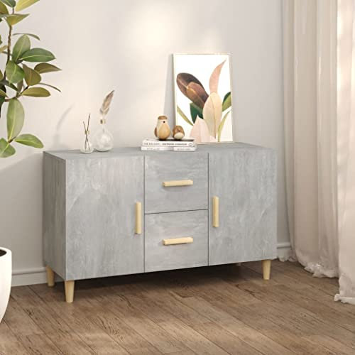 WIFESE Sideboard Betongrau 100x36x60 cm Holzwerkstoff Kommode Mit Schubladen Wohnzimmerschrank Komodenschrank Schlafzimmer KüChe Holz Grau