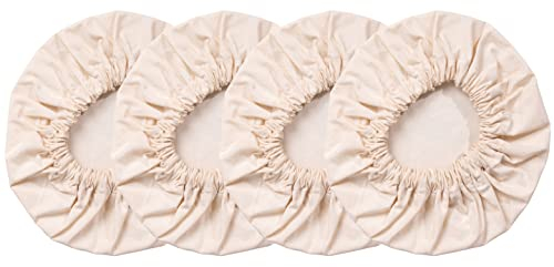 4-Pack Organic Food Bowl Covers - Unbleached Reusable 100% Cotton Stretchy Cloth Covers - Perfect Fit for Small to Medium Bowls (5.5-8)