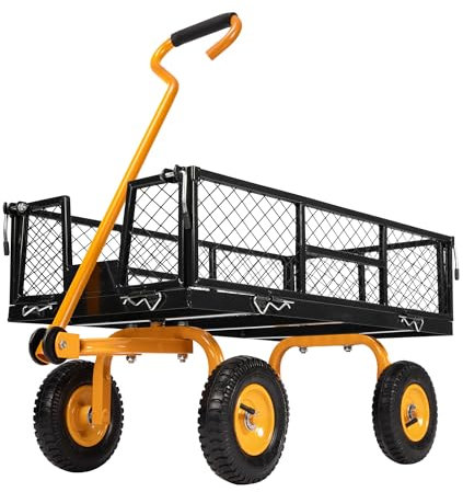 VIVOHOME Carrello da Giardino Carrello a Mano da Trasporto 250kg Carrello Da Spiaggia con Maniglia Regolabile per Festival Shopping Campeggio Giardino