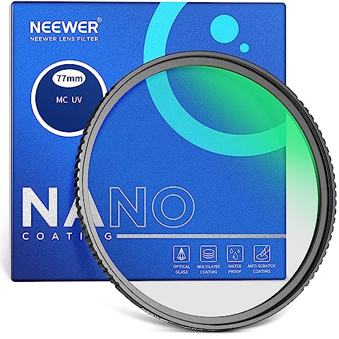 NEEWER 77mm MC UV Filter 24 lagige Nano Beschichtung Schutzfilter optisches HD Glas wasserabweisend Kratzfest ultraschlanker Rahmen aus Aluminiumlegierung