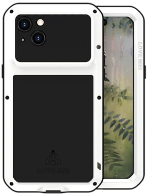 FONREST Funda Resistente para iPhone-15-Plus 6,7'' Pesado uerpo Completo Armor Carcasa Protectora Aluminio a Prueba de Golpes y Nieve Cubierta con Protector de Pantalla de Vidrio (Blanco)