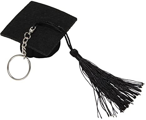 Wresetly Abschluss PlüSch Cap Metall AnhäNger SchlüSselbund Doktor Hut Geformt Charm SchlüSsel AnhäNger (Schwarz)
