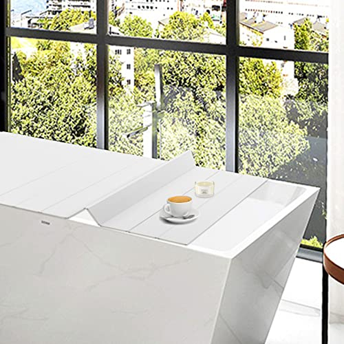 Cubierta de bañera plegable para bañera, tabla de PVC, bandeja para bañera, resistente al polvo, impermeable, placa aislante duradera para casa, baño, experiencia spa (70 x 170 cm)