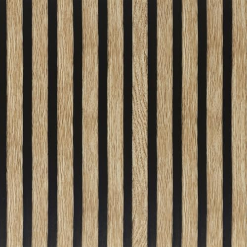 Arthome Akustikpaneele Holzwand Tapete 44cmx6m Selbstklebende Abziehen und Aufkleben Folie Vinyl Dekorative Schwarze Braun Holzoptik PintWalls Papier Film Wandbelag für Möbel