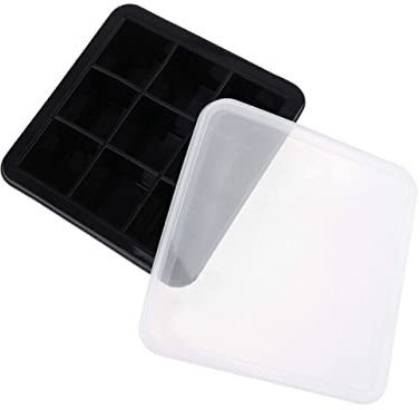 MAGICLULU 1stück Lebensmittelechtes Silikon Eiswürfelform Mit Deckel Fächer Eiswürfelform Für Diy Für Cocktails Whisky Babynahrung Und Schwarz