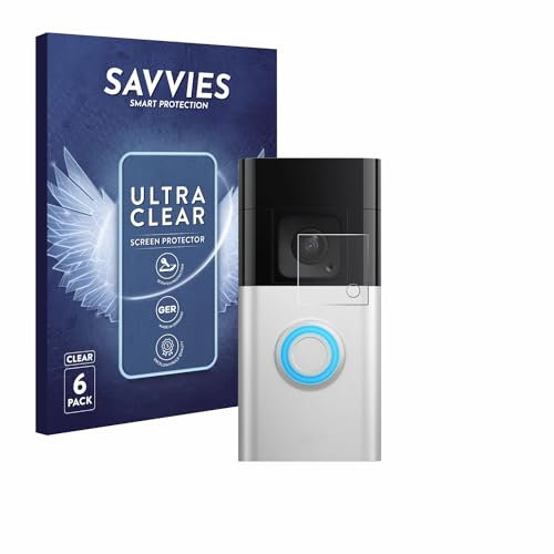 Savvies 6 Pack Screen Protector compatible with Ring Video Doorbell Plus Protection Film Clear