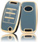 OFF WE GO Autoschlüssel Hülle für Kia Schlüsselhülle Cover für Carens Rio Sedona Forte Cerato/K3 Optima/K5 Sorento Sportage Soul 3 Tasten Auto Schlüssel Schutzhülle Schlüsselbox, Blau Gold