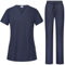 B-well BELLA Damen-Schrubb-Set Schlupfkasack + Schlupfhose Set Medizin Arzt Uniform Schlupfjacke Oberteil mit Hose Medizinische Berufsbekleidung mit Elastan (Grau, XL)