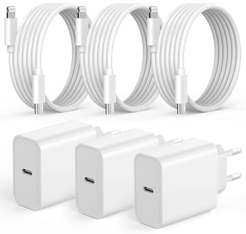 [MFi Certified] iPhone Ladegerät, 6er Pack 20W USB C iPhone Schnellladegerät und iPhone Ladekabel, USB C Netzteil PD 3.0 Schnellladekabel iPhone auf Lightning Kabel 2M für iPhone 14 13 12 11 XS XR X 8