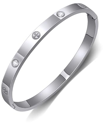 GILIEYER Edelstahl Armband - Klee, Liebe und Freundschaft, Cubic Zirkonia Kreuz, Fashion Mode (19, Kreuz-Silber)