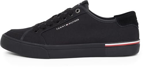 Tommy Hilfiger Sneaker con Suela Vulcanizada Hombre Core Corporate Canvas Low Top, Negro (Black), 45