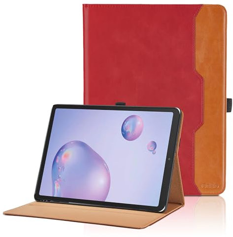 Custodia per Samsung Galaxy Tab A 8.4 2020 SM-T307 Cover in Pelle PU Case Coperchio Tablet con Tasca, Portapenne Multi-Angli Supporto Pieghevole Cover Protettiva con Funzione Supporto, Rosso