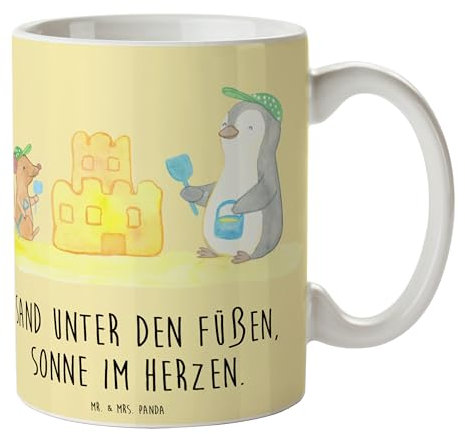 Mr. & Mrs. Panda Tasse Sommer Meer Strand - Geschenk, Sonne im Herzen, Sand unter den Füßen, Winter, Teetasse, blauer Himmel, Teebecher, Becher,