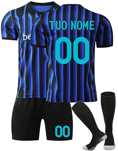Maglia da Calcio Personalizzata Bambino Ragazzo Ragazza Stagione 25/26 Kit Divisa Completa Casa e Trasferta con Maglia, Pantaloncini e Calzettoni, Personalizzabile con Nome e Numero,Idea Regalo Tifosi