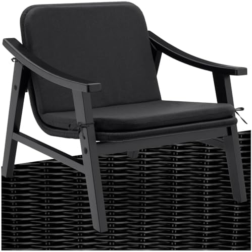 tectake® Outdoor Rattan Sessel, Loungesessel, Cocktailsessel bequem, Poly Rattan Möbel für Garten Lounge, als Balkonmöbel, Terrassenmöbel, Gartenmöbel oder Wintergarten (schwarz)