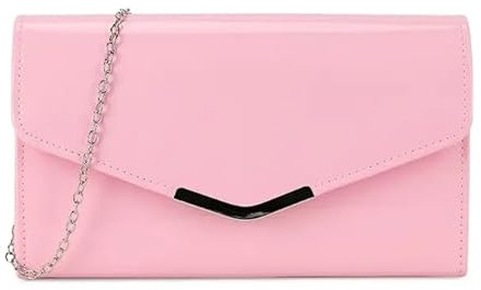 A2ZUKFASHION Pochette da donna in pelle verniciata, borsa da sposa, borsetta da sera da donna, borsa da festa o da ballo, rosa