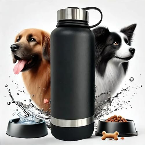 Gourde pour Chien 3-1 : Eau, Croquettes et Gamelle Portable, Promenade,Bouteille d'eau pour Chien, Isotherme, gamelle Chien Portable, randonée, Camping