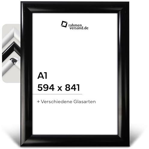 PANORAHMA BILDERRAHMEN Klapprahmen Schwarz - Arcylglas A1 59,4 x 84,1 / Klapprahmen DIN Maße zum Aufhängen / Klapprahmen Modern/eckig