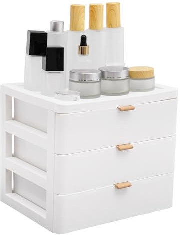 Schreibtisch Aufbewahrungsbox, Organizer mit 3 Schubladen, Stapelbar Aufbewahrungsbox, Schubladenbox für Bürobedarf, Kosmetika, Schreibwaren