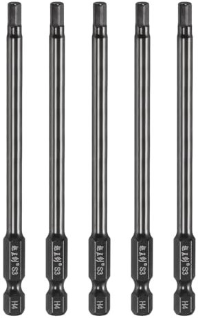 sourcing map 5pcs Hex Head Wrench Drill Bit 4mm(H4) Metric 1/4 Hex Shank 4(100mm) Length S3 Steel Magnetic Impact Drivers Screwdriver Bit Industrial Grade Hexagon Electric Drill Bits
