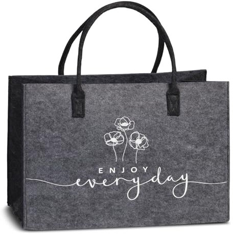 Filztasche Shopper, Einkaufstasche Filz Korb Holzkorb mit 24 Liter Volumen, 45 x 29 x 18 cm, (Grau)