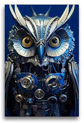 CALVENDO Premium Textil-Leinwand 30 x 45 cm Hochformat Eule - Cyborg Tier in Verbindung mit Steampunk | Wandbild, HD-Bild auf Keilrahmen, Wanddekoration, Kunstdruck von Kerstin Waurick