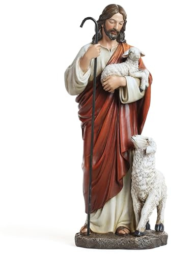 BC Katholische Figur Der Gute Schäferhund, Christusstatue, Gnade, Hoffnung und Führung, handbemalt, religiöses Geschenk für Zuhause, 30 cm hoch, Klassische Renaissance-Skulptur, handbemalt von