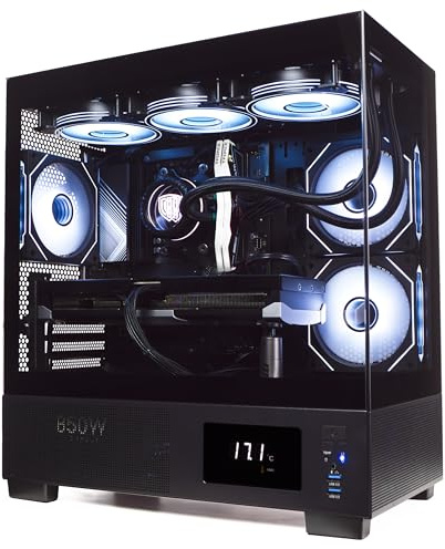 ionz Gaming PC - Desktop Computer, Ryzen 7 5700X, Radeon RX 9060 XT, 16GB RAM, 1TB NVMe SSD, 360mm AIO, LED display, Windows 11, 650W 80+ PSU, USB WiFi, Aether Vision, Black