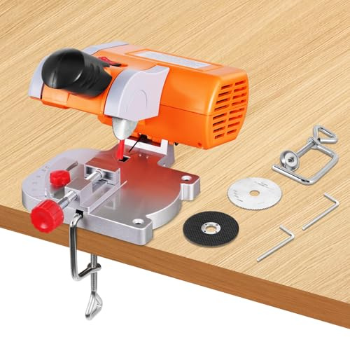 BAOSHISHAN Mini Cut Off Machine,Mini Mitre Saw,Adjustable 45° Bench Chop Saw for Cutting Plastics/Aluminum/Wood/Stone/Metals 90W