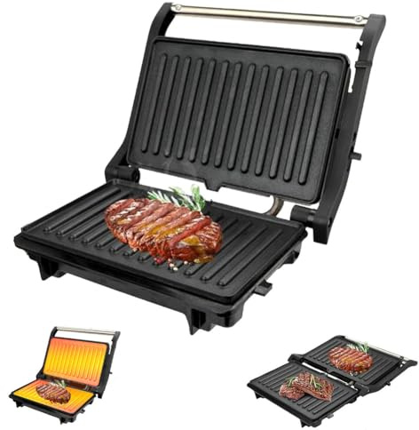UCK-KIT Parrilla De Interior, Parrilla Eléctrica Pequeña, Versátil, De Doble Cara, Sin Humo, Plancha Y Asador De Interior Sin Humo, Placas Antiadherentes De Alta Temperatura,1PCS