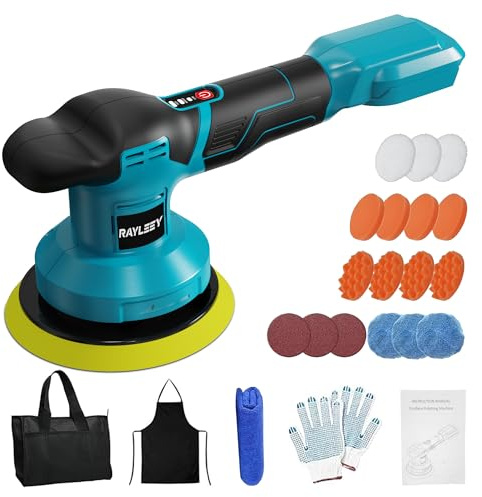 Cordless Buffer Polisher Kit.6-Inch Orbital Buffer Polisher for Makita 18V Battery with 3 Variable Speed with 25pcs Polishing Accessories, for Car Polishing/Waxing (Tool Only)