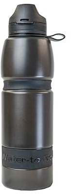 WATER TO GO Active 100 - Borraccia con filtro 3 in 1, 1,0 l, materiale di canna da zucchero, 193 g, test di laboratorio, rimuove il 99,999% di sostanze nocive, colore: nero