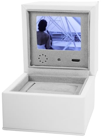Drfeify Luxus -Schmuckschatulle mit LCD -Videoanzeigebildschirm, High -End -Smart Ring Storage Box für Hochzeits -Engagement -Vorschlag und Jubiläen